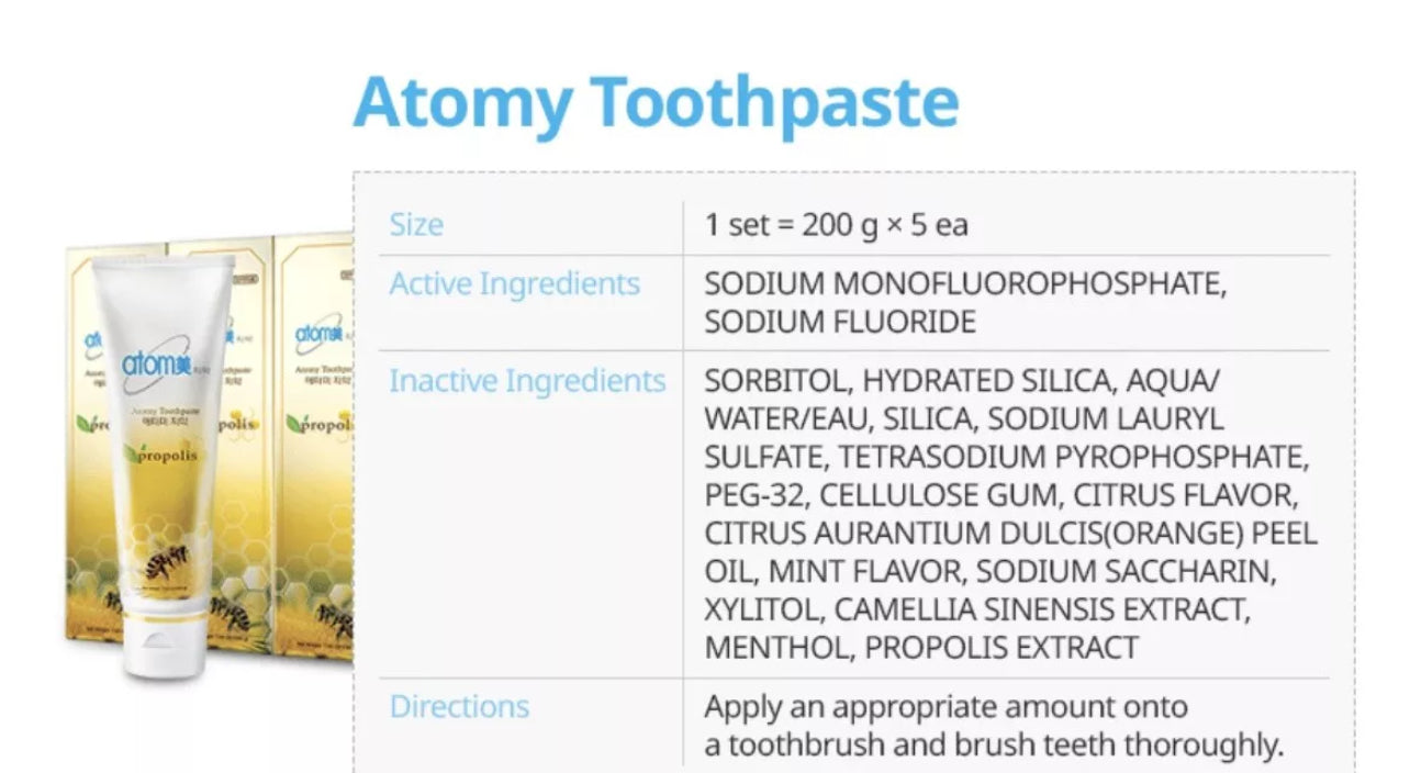 Atomy Toothpaste Natural Oral Care With Propolis&Green Tea Extract 200mg